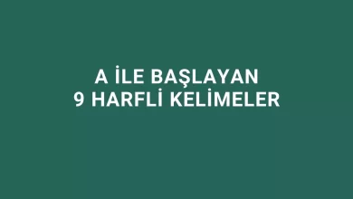 a ile başlayan 9 harfli kelimeler