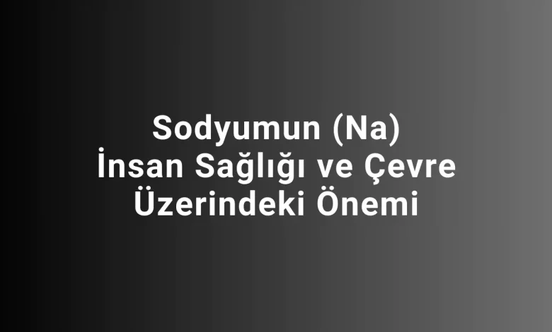 Sodyumun (Na) İnsan Sağlığı ve Çevre Üzerindeki Önemi