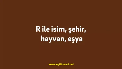 R ile isim, şehir, hayvan, eşya